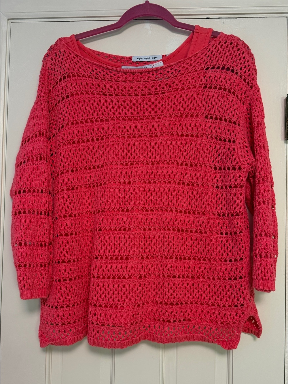 Eight Eight Eight Coral Crochet Sweater & Tank 2-Piece Set L/XL
